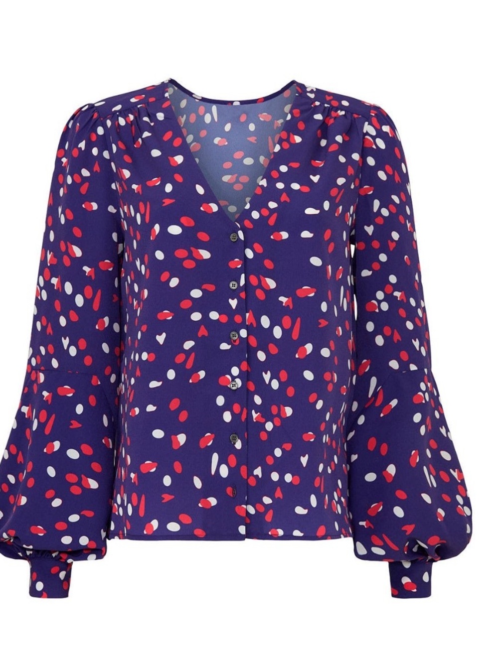 Koche Collective~Purple Dot V-Neck Button-Front Blouse~Sz FR 36 / US 4~$265~